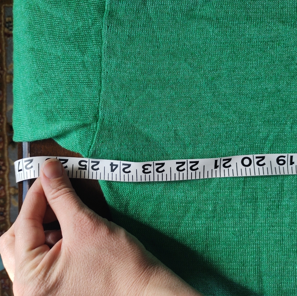 Talbots shirt women's Large L 100% Linen Kelly Green pull on knit layer - Picture 9 of 10